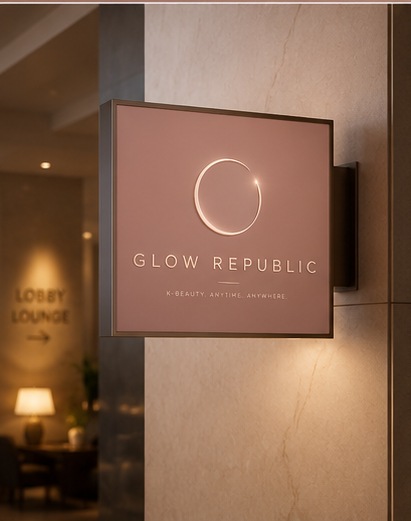 Glow Republic Lobby-Beschilderung, Prototyp-Rendering