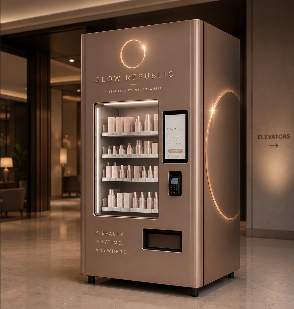 Glow Republic Station, Prototyp-Rendering in einer Hotellobby